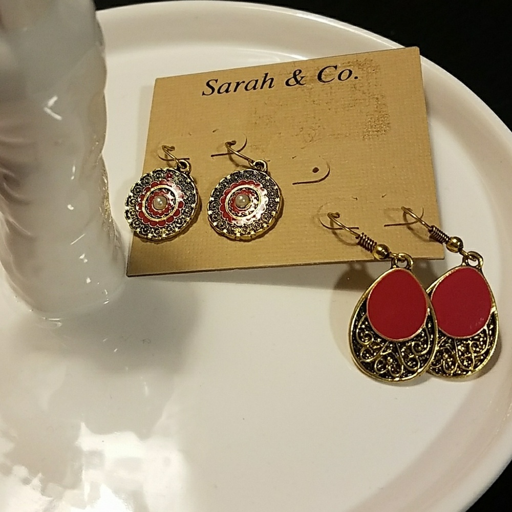 Gold and pink earrings